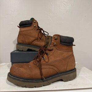 Workload Work Boots Men 8 EEE Brown Good Steel Toe Leather Oil Resistant 3961332